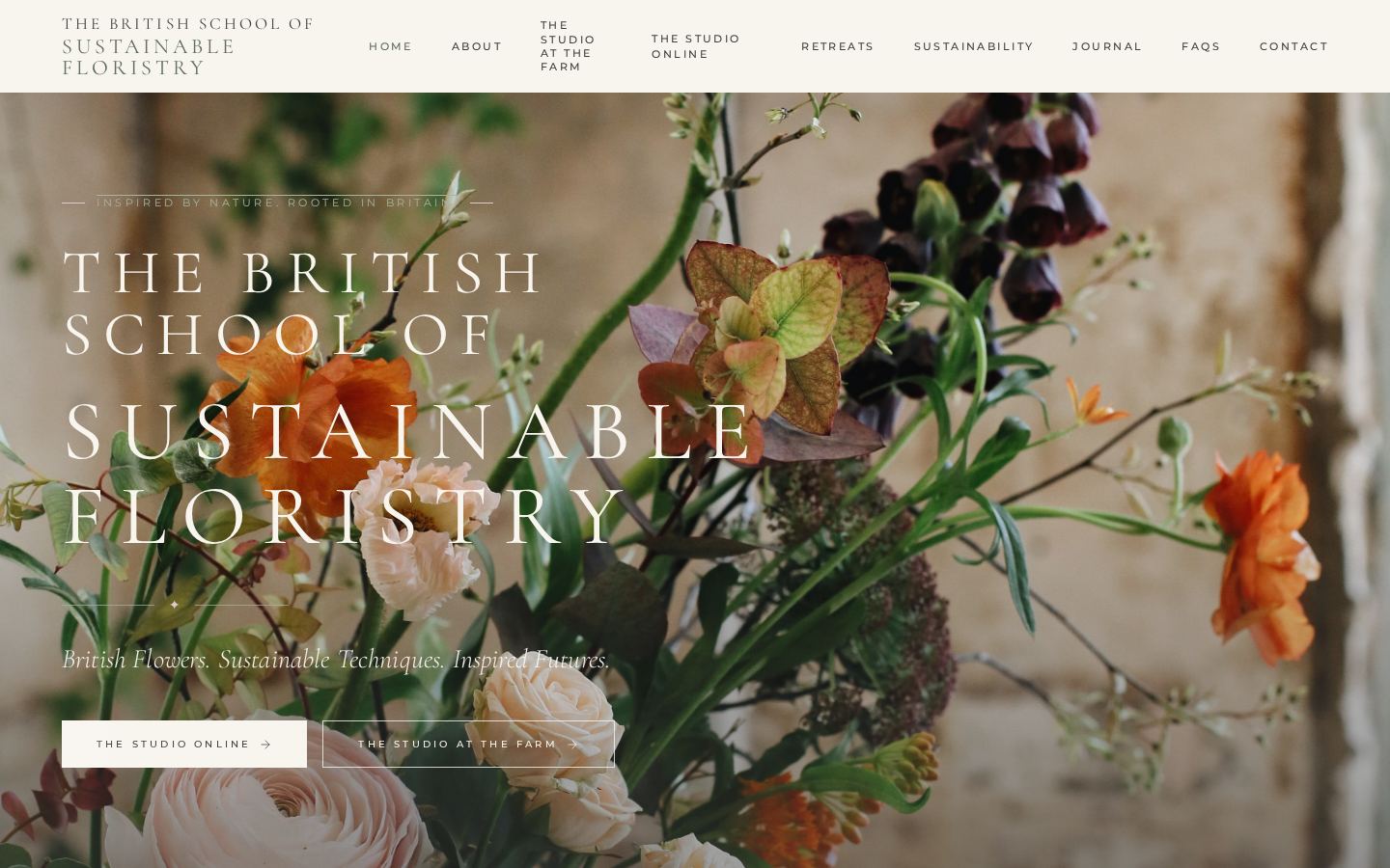 The British School of Sustainable Floristry homepage screenshot