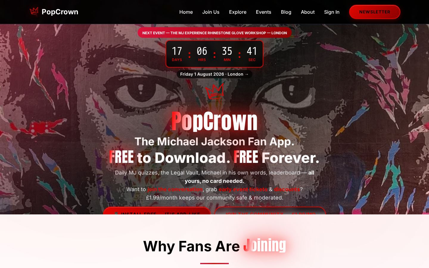 PopCrown homepage screenshot