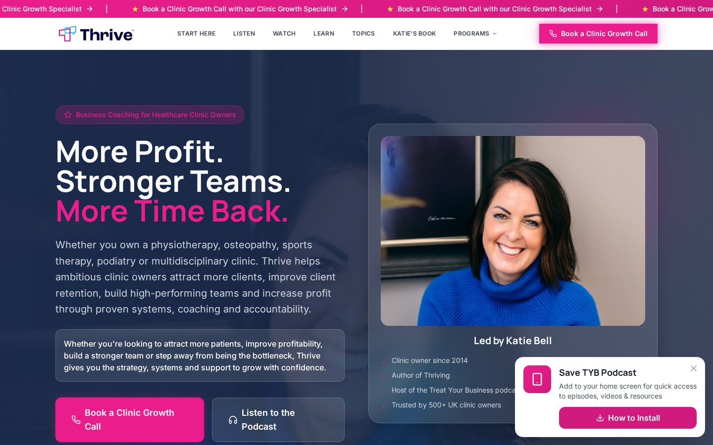 Treat Your Business (Thrive) homepage screenshot